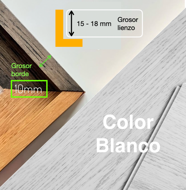 MARCO "CAJA AMERICANA" grosor del borde 10 mm PARA LIENZO DE 15 - 18 mm *color BLANCO*