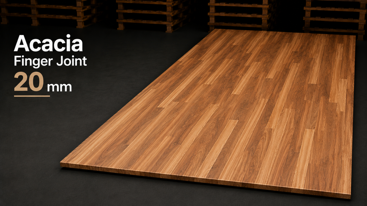 Tablero alistonado de acacia maciza · Finger Joint · 19 mm