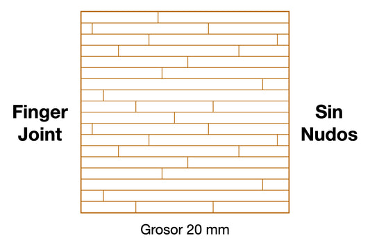 DESCANSILLO DE ROBLE Finger Joint Sin Nudos 20 mm grosor UA