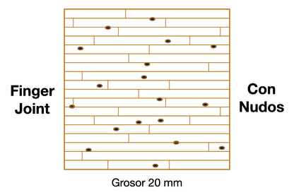 DESCANSILLO DE ROBLE Finger Joint Con Nudos 20 mm grosor UA