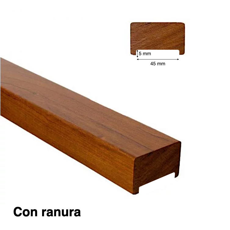 PASAMANOS DE ROBLE DE LAMINA FINGER JOINT CON RANURA