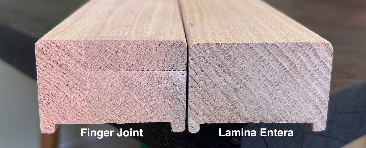 PASAMANOS DE ROBLE DE LAMINA FINGER JOINT CON RANURA
