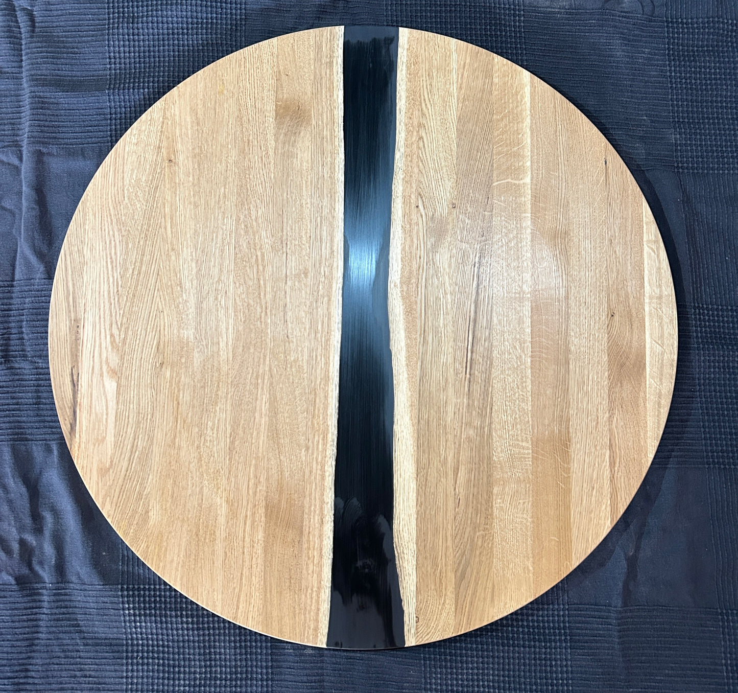 TAPA / TABLERO / SOBRE / ENCIMERA REDONDA DE ROBLE MACIZO Lamina Entera + EPOXY 800 x 20 mm