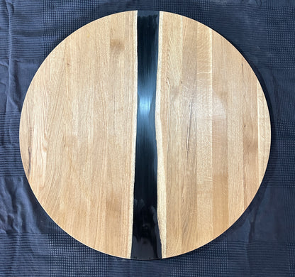 TAPA / TABLERO / SOBRE / ENCIMERA REDONDA DE ROBLE MACIZO Lamina Entera + EPOXY 800 x 20 mm