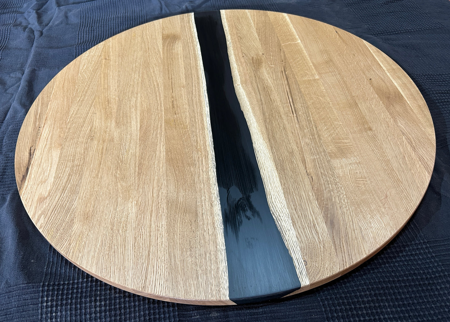 TAPA / TABLERO / SOBRE / ENCIMERA REDONDA DE ROBLE MACIZO Lamina Entera + EPOXY 800 x 20 mm