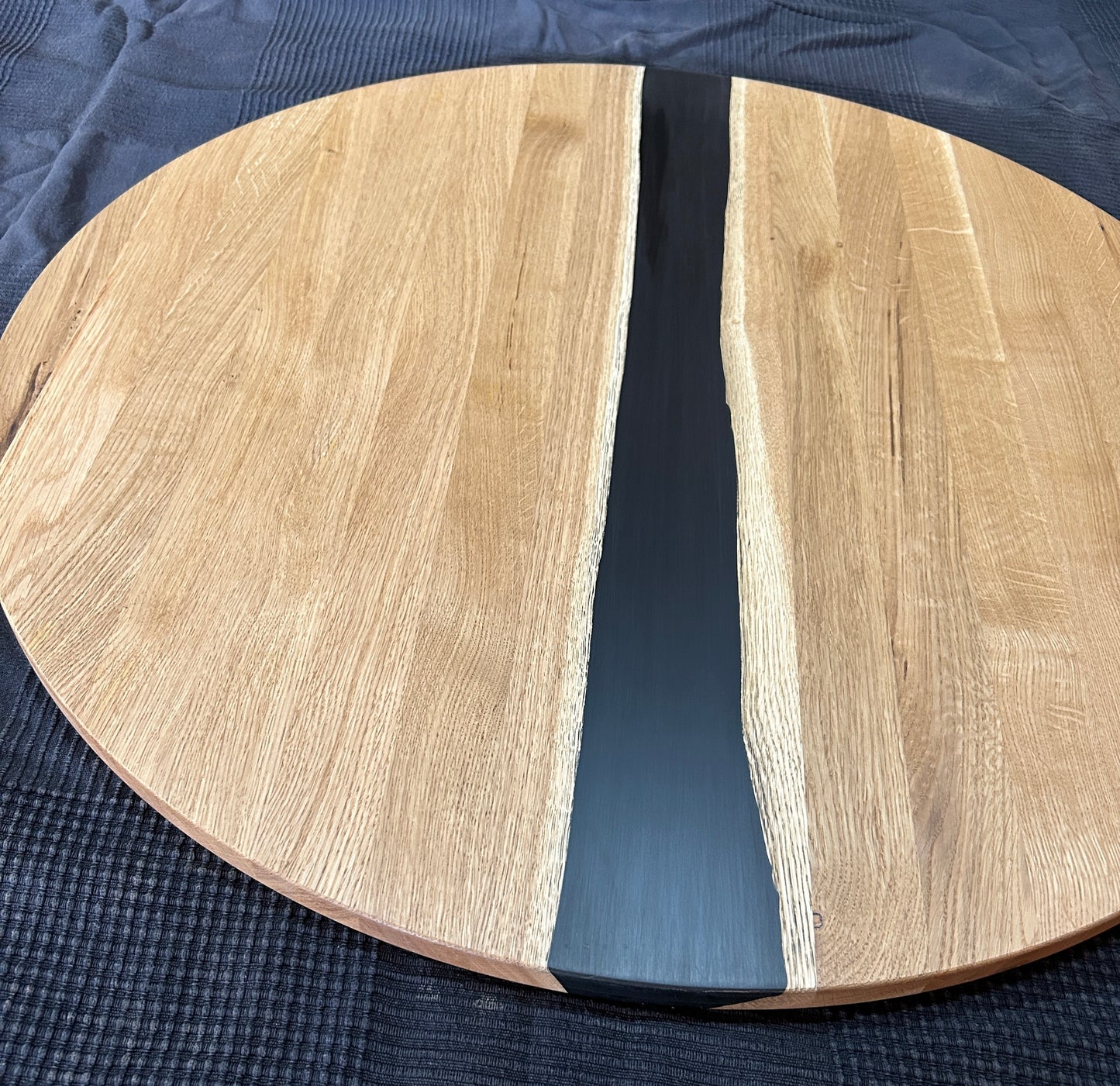 TAPA / TABLERO / SOBRE / ENCIMERA REDONDA DE ROBLE MACIZO Lamina Entera + EPOXY 800 x 20 mm