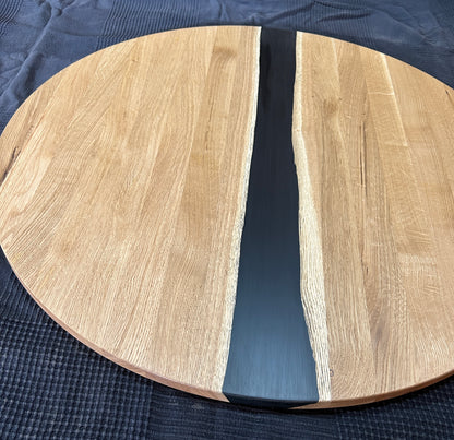 TAPA / TABLERO / SOBRE / ENCIMERA REDONDA DE ROBLE MACIZO Lamina Entera + EPOXY 800 x 20 mm