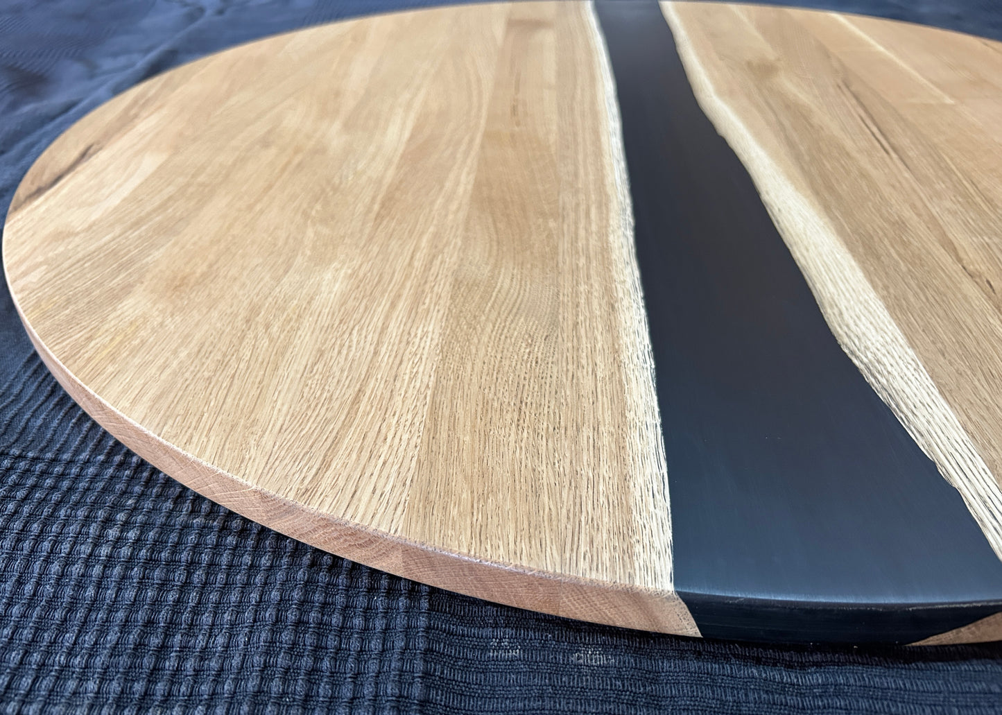 TAPA / TABLERO / SOBRE / ENCIMERA REDONDA DE ROBLE MACIZO Lamina Entera + EPOXY 800 x 20 mm