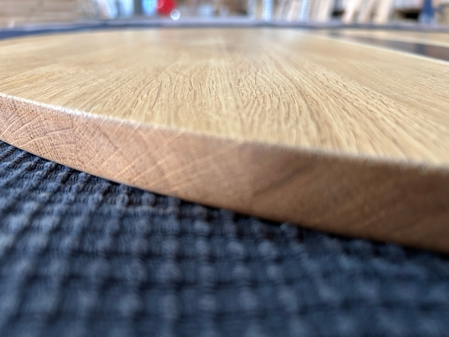 TAPA / TABLERO / SOBRE / ENCIMERA REDONDA DE ROBLE MACIZO Lamina Entera + EPOXY 800 x 20 mm