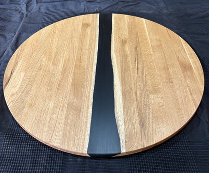 TAPA / TABLERO / SOBRE / ENCIMERA REDONDA DE ROBLE MACIZO Lamina Entera + EPOXY 800 x 20 mm