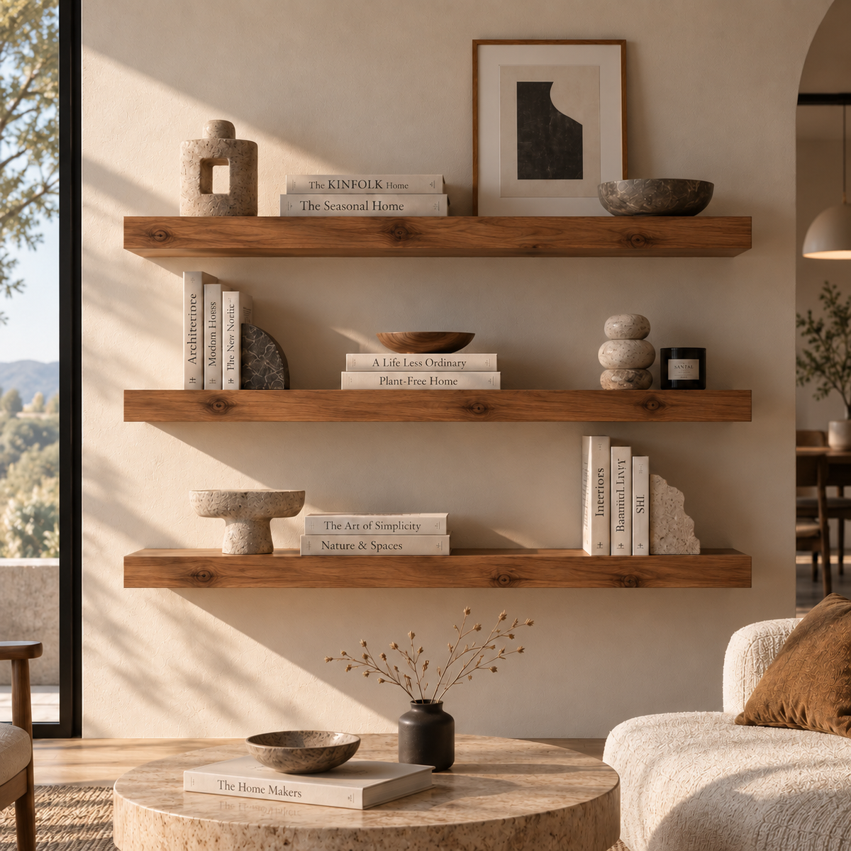 BOUQUET RUSTIC — balda flotante de roble macizo de lámina entera