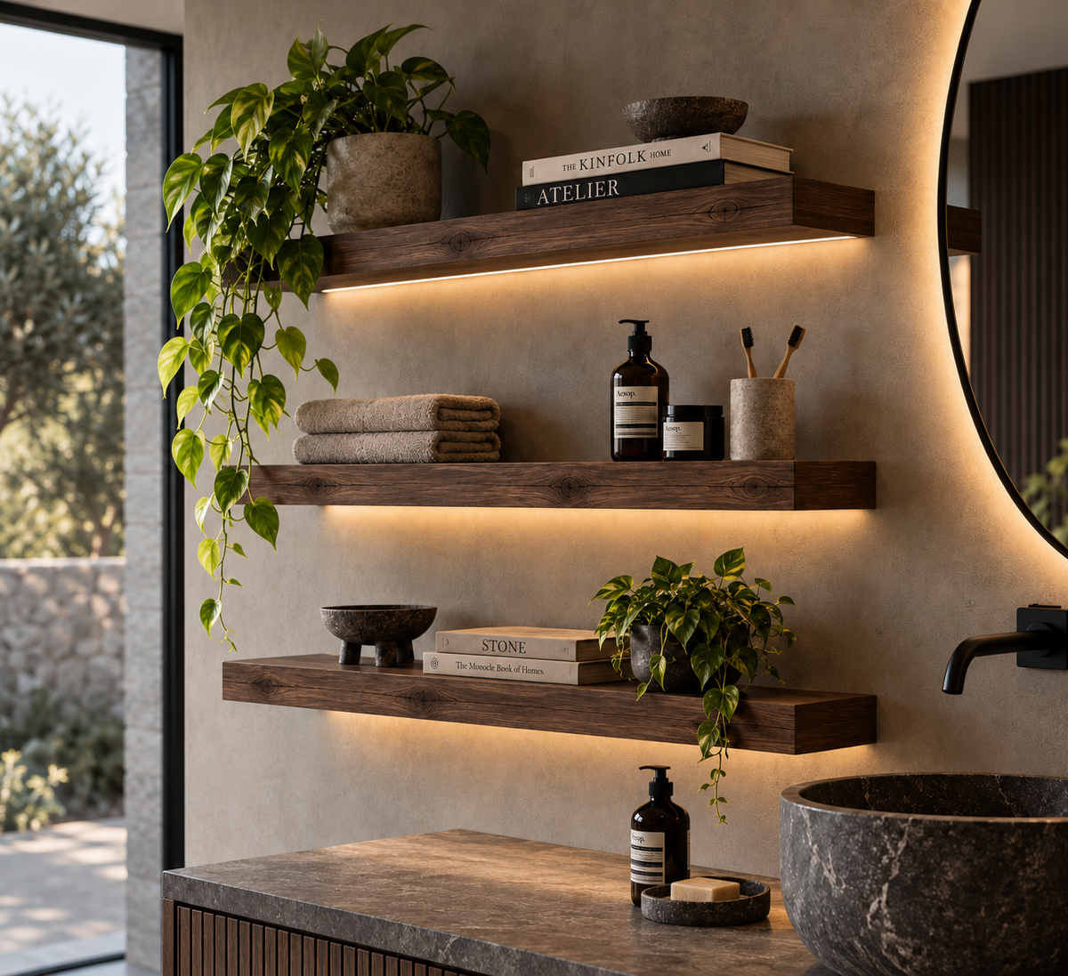 BOUQUET RUSTIC — balda flotante de roble macizo de lámina entera