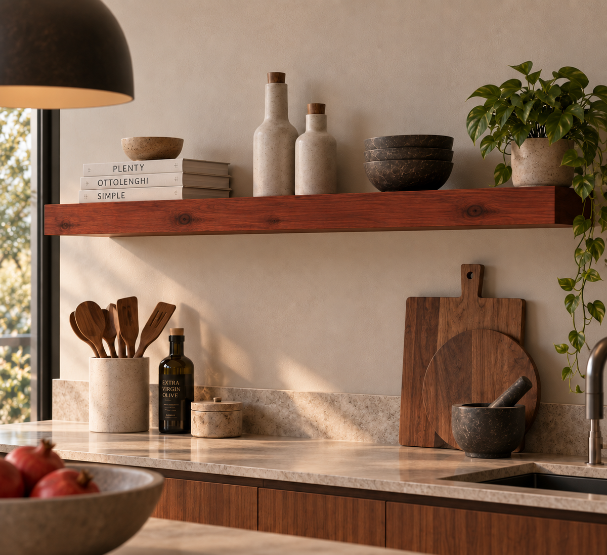 BOUQUET RUSTIC — balda flotante de roble macizo de lámina entera