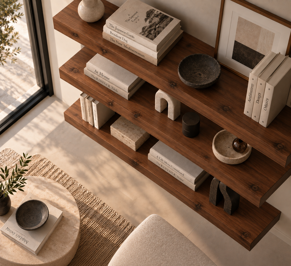 BOUQUET RUSTIC — balda flotante de roble macizo de lámina entera