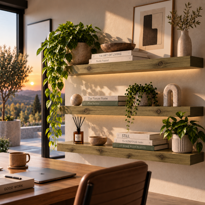 BOUQUET RUSTIC — balda flotante de roble macizo de lámina entera