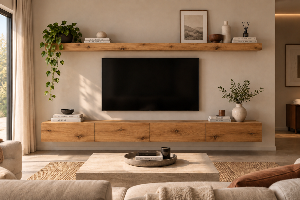 BOUQUET RUSTIC — balda flotante de roble macizo de lámina entera