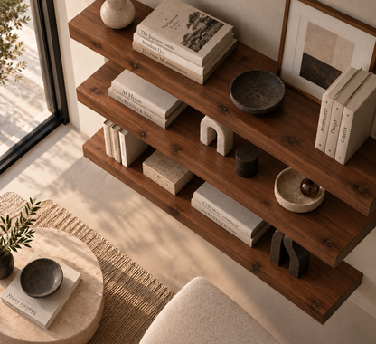 BOUQUET RUSTIC — balda flotante de roble macizo de lámina entera