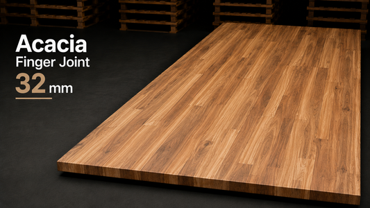 Tablero alistonado de acacia maciza · Finger Joint · 32 mm