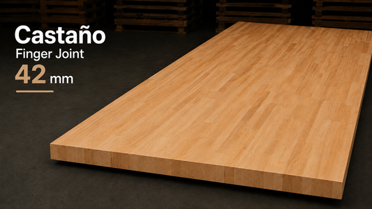 Tablero alistonado de castaño macizo · Finger Joint · 42 mm