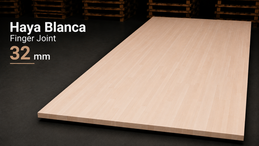 Tablero alistonado de haya blanca maciza · Finger Joint · 32 mm