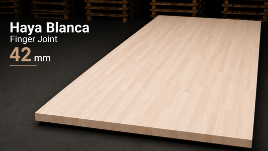 Tablero alistonado de haya blanca maciza · Finger Joint · 42 mm