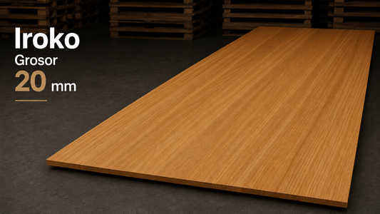 Tablero alistonado de iroko macizo · Lámina entera · 20 mm