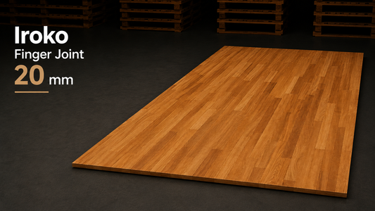 Tablero alistonado de iroko macizo · Finger Joint · 19 mm