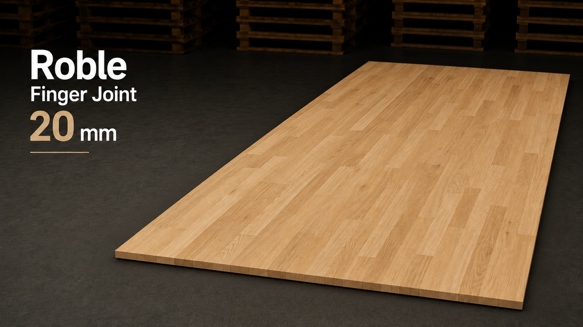 Tablero alistonado de roble europeo macizo · Finger Joint · 19 mm