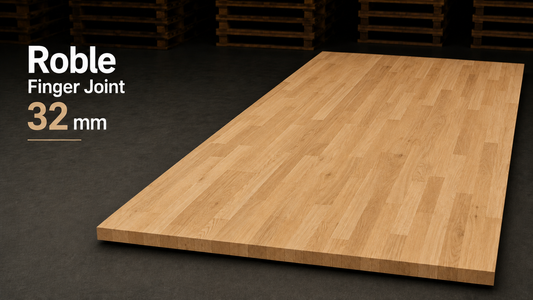 Tablero alistonado de roble europeo macizo · Finger Joint · 32 mm