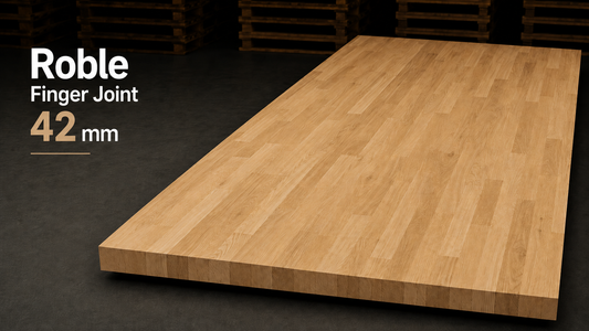 Tablero alistonado de roble europeo macizo · Finger Joint · 42 mm