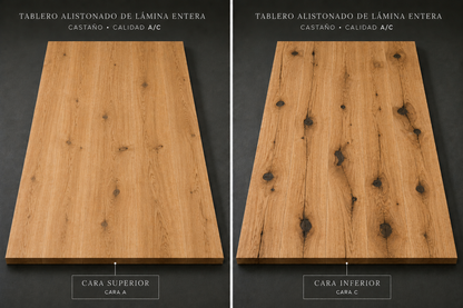 Tablero alistonado de castaño macizo · LAMINA ENTERA · 20 mm